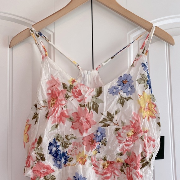 Lulus NWT Bouquet of Blooms Ivory Floral Print Clip Dot Mini Dress Size Small - Picture 5 of 16